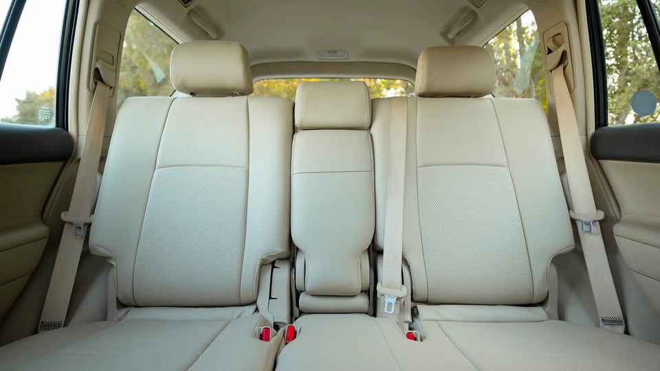 Used 2022 Toyota Prado GXR in White – Rear Seat View for Sale at First Choice Cars Dubai Sharjah
