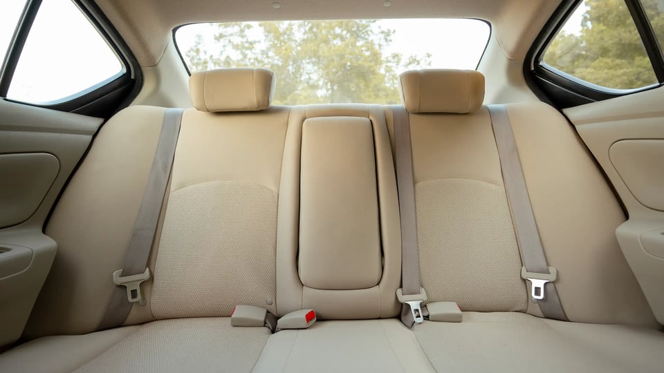 Used 2024 Nissan Sunny SV in White – Rear Seat View for Sale at First Choice Cars Dubai Sharjah