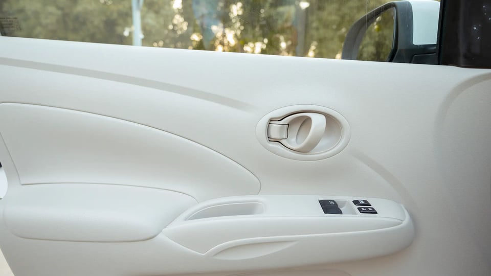 Used 2024 Nissan Sunny SV in White – Driver Door Panel Full View for Sale at First Choice Cars Dubai Sharjah