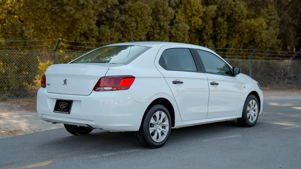 Used 2021 Peugeot 301 Allure in White – Right Back Diagonal (45°) View for Sale at First Choice Cars Dubai Sharjah