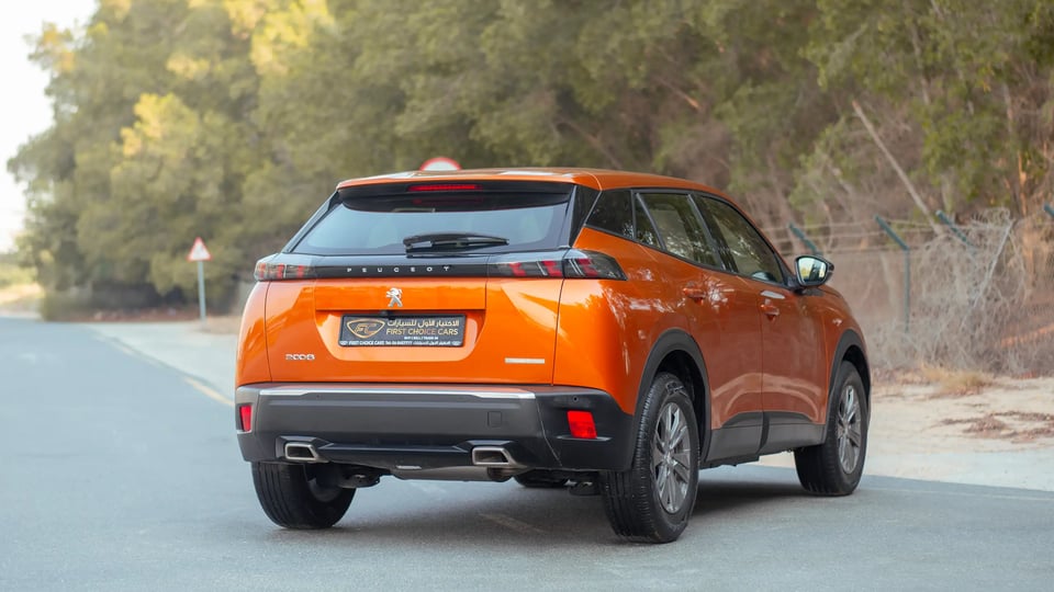 Used 2023 Peugeot 2008 Active in Orange – Right Back Diagonal (45°) View for Sale at First Choice Cars Dubai Sharjah