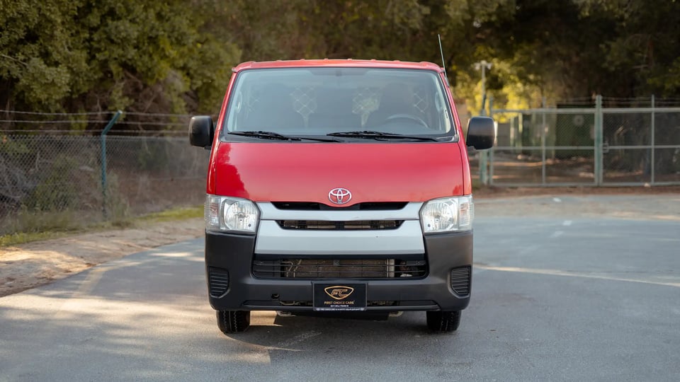 Used 2020 Toyota Hiace GL High Roof Red – Front View at First Choice Cars Sharjah