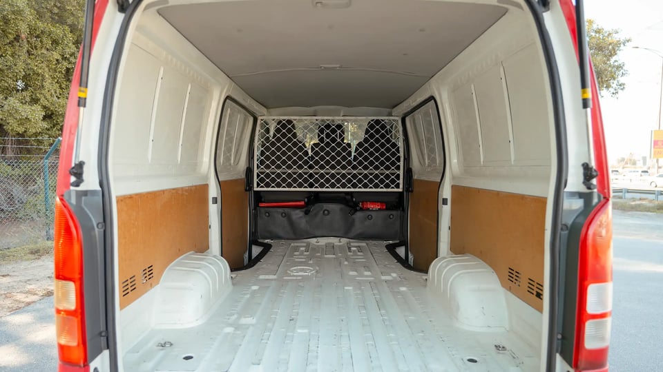 Used 2020 Toyota Hiace GL High Roof Red – Delivery Box Rear Opening View at First Choice Cars Sharjah