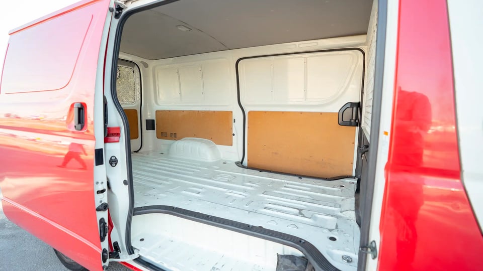 Used 2020 Toyota Hiace GL High Roof Red – Delivery Box Right Side Interior View at First Choice Cars Sharjah