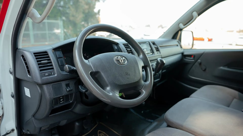 Used 2020 Toyota Hiace GL High Roof Red – Driver Side Dashboard & Steering View at First Choice Cars Sharjah