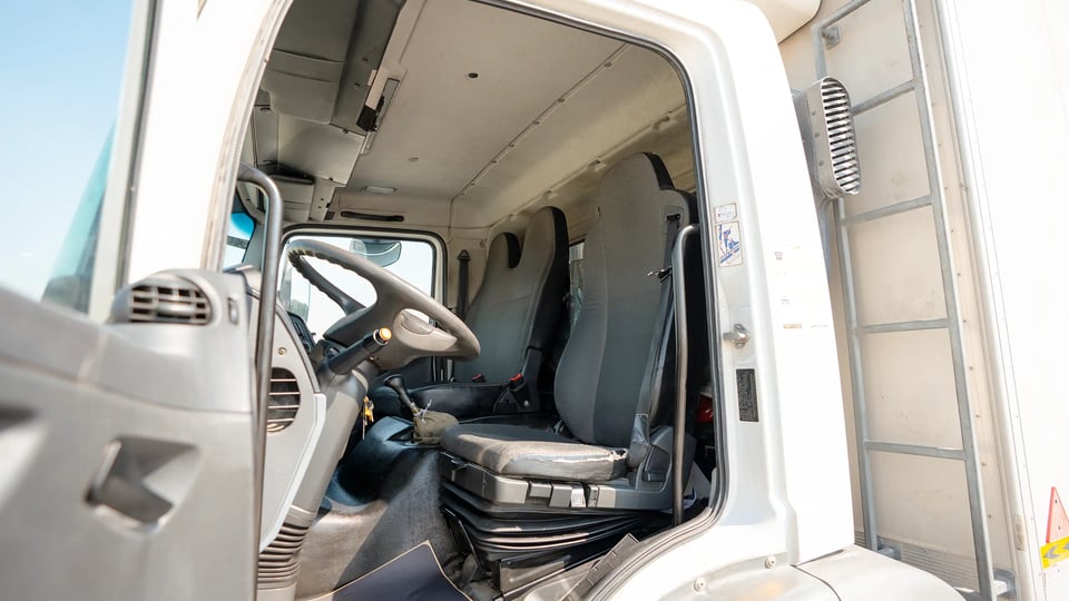 Used 2020 Mitsubishi Fuso FJ Freezer Box in White – Front Driver Side Cabin View for Sale at First Choice Cars Dubai Sharjah