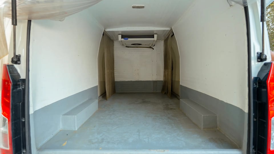 Used 2020 Toyota Hiace GL High Roof in White – Chiller Box Rear-to-Front View for Sale at First Choice Cars Dubai Sharjah