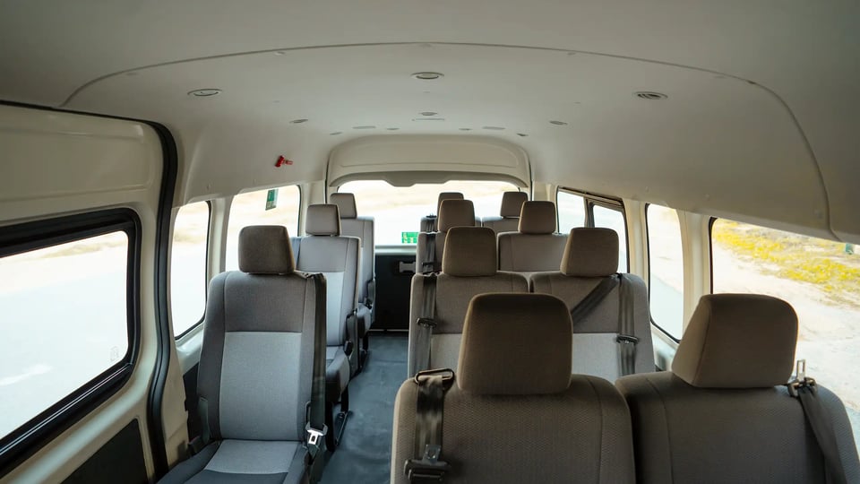 Used 2021 Toyota Hiace GL High Roof in White – Rear Seat View for Sale at First Choice Cars Dubai Sharjah