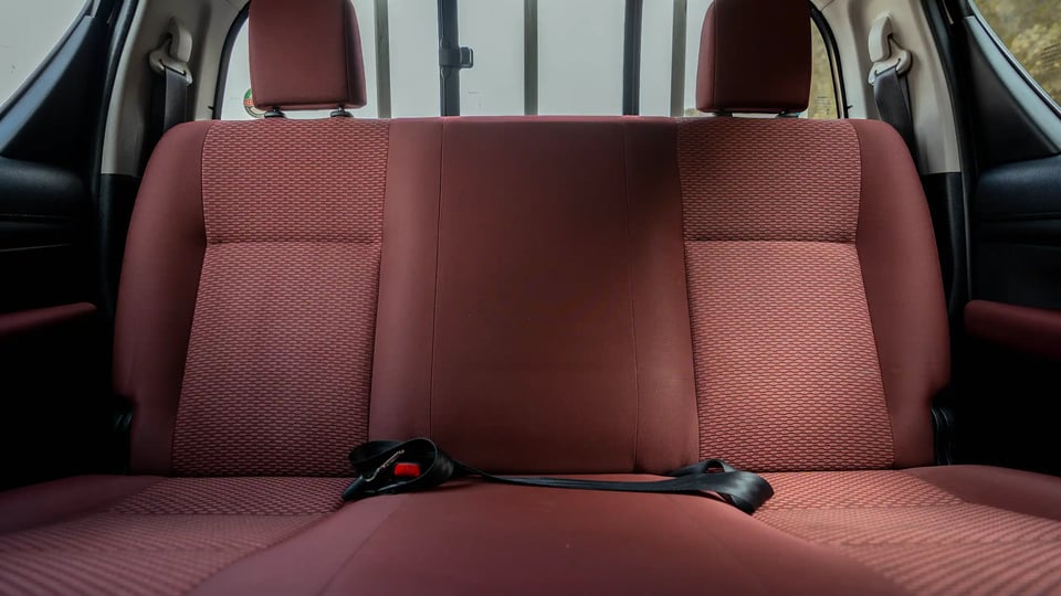 Used 2021 Toyota Hilux GLX Double Cabin in White – Rear Seat View for Sale at First Choice Cars Dubai Sharjah