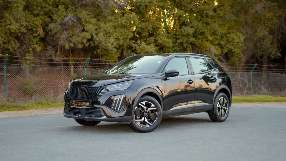 Used 2024 Peugeot 2008 GT in Black – Left Front Diagonal (45°) View for Sale at First Choice Cars Dubai Sharjah