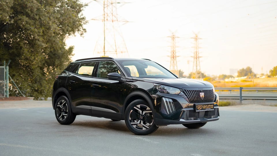 Used 2024 Peugeot 2008 GT in Black – Right Front Diagonal (45°) View for Sale at First Choice Cars Dubai Sharjah