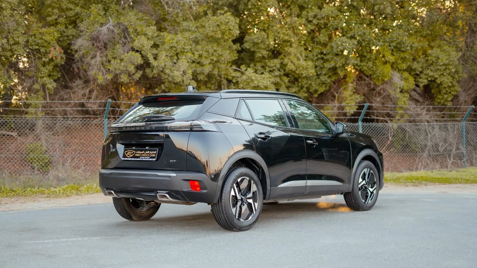 Used 2024 Peugeot 2008 GT in Black – Right Back Diagonal (45°) View for Sale at First Choice Cars Dubai Sharjah