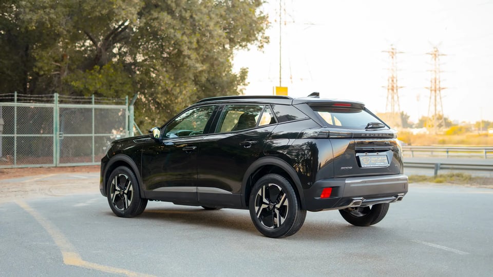 Used 2024 Peugeot 2008 GT in Black – Left Back Diagonal (45°) View for Sale at First Choice Cars Dubai Sharjah