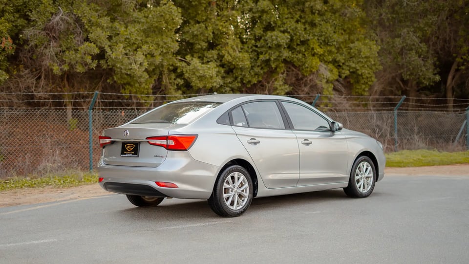 Used 2022 MG 5 Comfort in Silver – Right Back Diagonal (45°) View for Sale at First Choice Cars Dubai Sharjah
