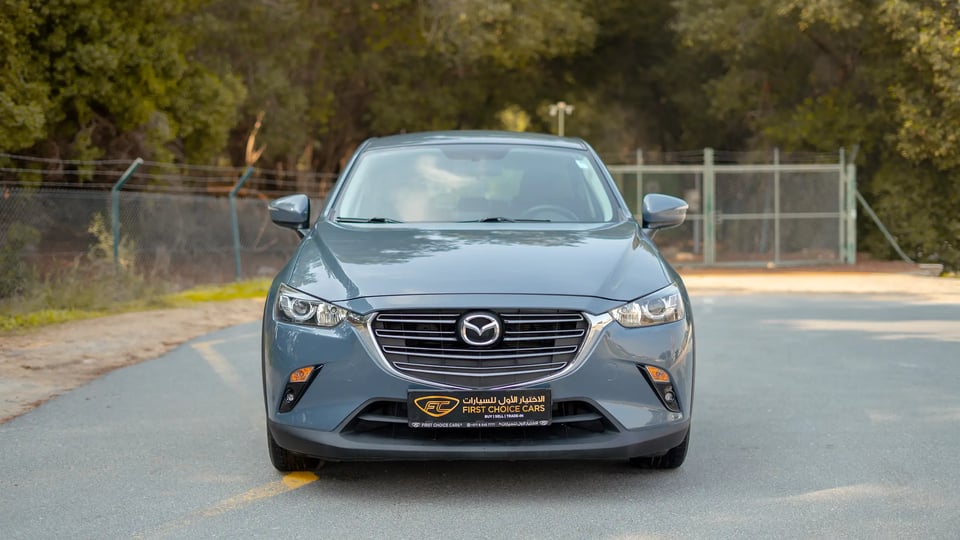 Used 2023 Mazda CX-3 GS in Blue – Front View for Sale at First Choice Cars Dubai Sharjah