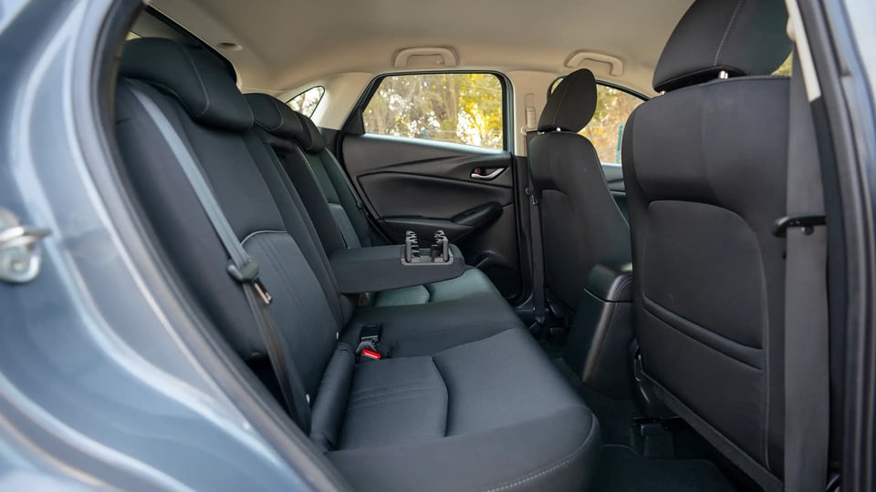 Used 2023 Mazda CX-3 GS in Blue – Rear Passenger Side Cabin View for Sale at First Choice Cars Dubai Sharjah