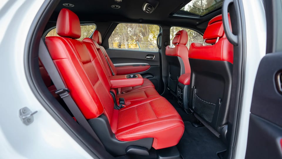 Used 2020 Dodge Durango R/T in White – Rear Passenger Side Cabin View for Sale at First Choice Cars Dubai Sharjah