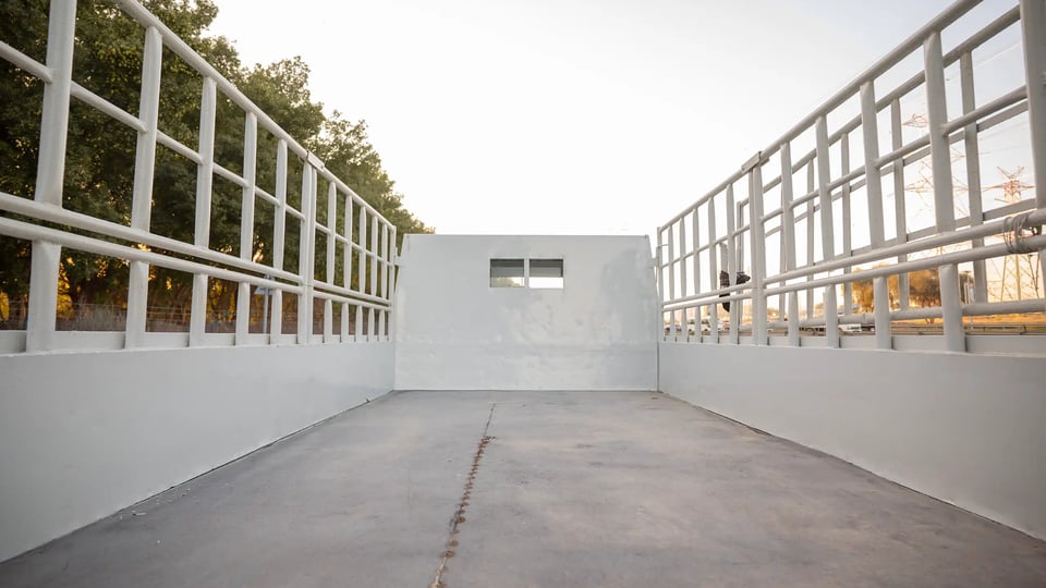 Used 2006 Mitsubishi Canter Double Cabin Cargo Body in White – Boot / Trunk Space Open View for Sale at First Choice Cars Dubai Sharjah