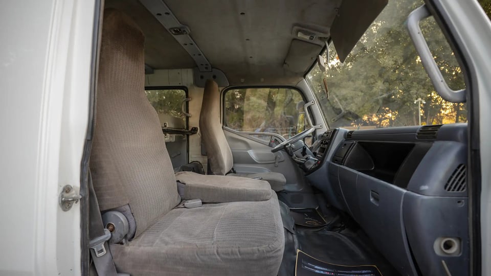 Used 2006 Mitsubishi Canter Double Cabin Cargo Body in White – Front Passenger Side Cabin View for Sale at First Choice Cars Dubai Sharjah