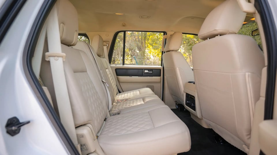 Used 2017 Ford Expedition XLT in White – Rear Passenger Side Cabin View for Sale at First Choice Cars Dubai Sharjah