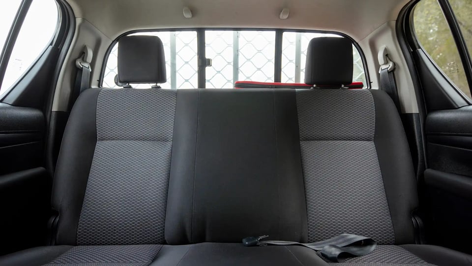 Used 2021 Toyota Hilux GLX Double Cabin in White – Rear Seat View for Sale at First Choice Cars Dubai Sharjah
