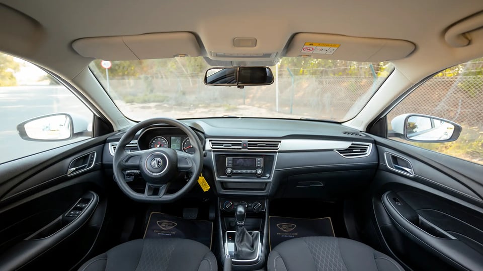 Used 2022 MG 5 Comfort in White – Front Cabin / Dashboard Full View for Sale at First Choice Cars Dubai Sharjah