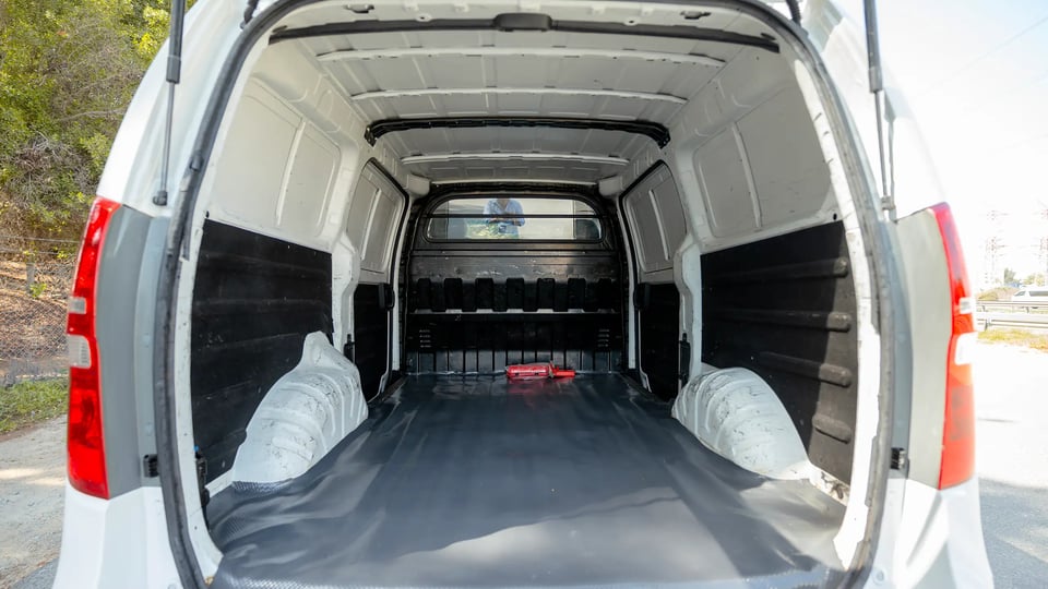 Used 2021 Hyundai H1 Cargo Van in White – Delivery Box Rear Opening View for Sale at First Choice Cars Dubai Sharjah