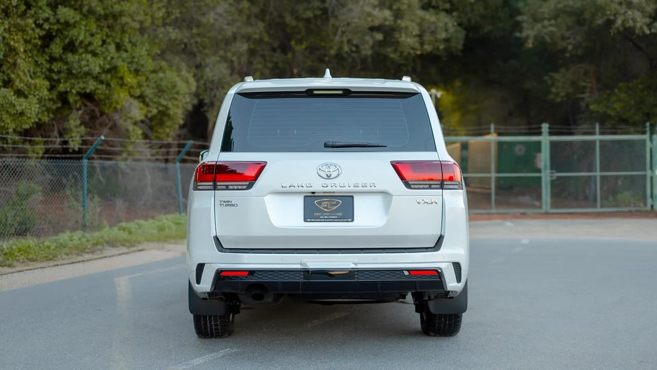 Used 2025 Toyota Land Cruiser VXR in White – Back/Rear View for Sale at First Choice Cars Dubai Sharjah