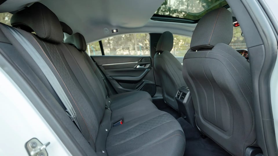 Used 2023 Peugeot 508 Allure in White – Rear Passenger Side Cabin View for Sale at First Choice Cars Dubai Sharjah