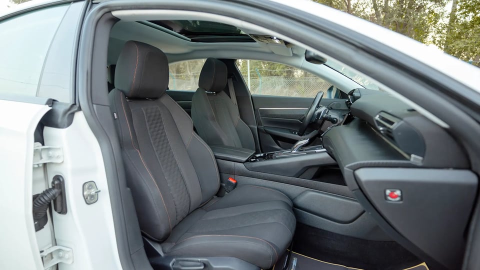 Used 2023 Peugeot 508 Allure in White – Front Passenger Side Cabin View for Sale at First Choice Cars Dubai Sharjah