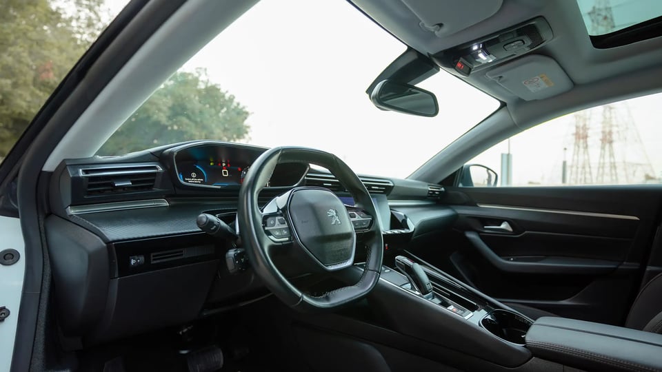 Used 2023 Peugeot 508 Allure in White – Driver Side Dashboard & Steering View for Sale at First Choice Cars Dubai Sharjah