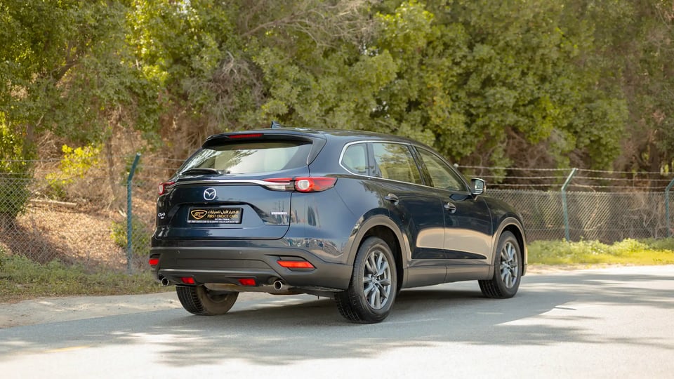 Used 2023 Mazda CX-9 GT in Blue – Right Back Diagonal (45°) View for Sale at First Choice Cars Dubai Sharjah