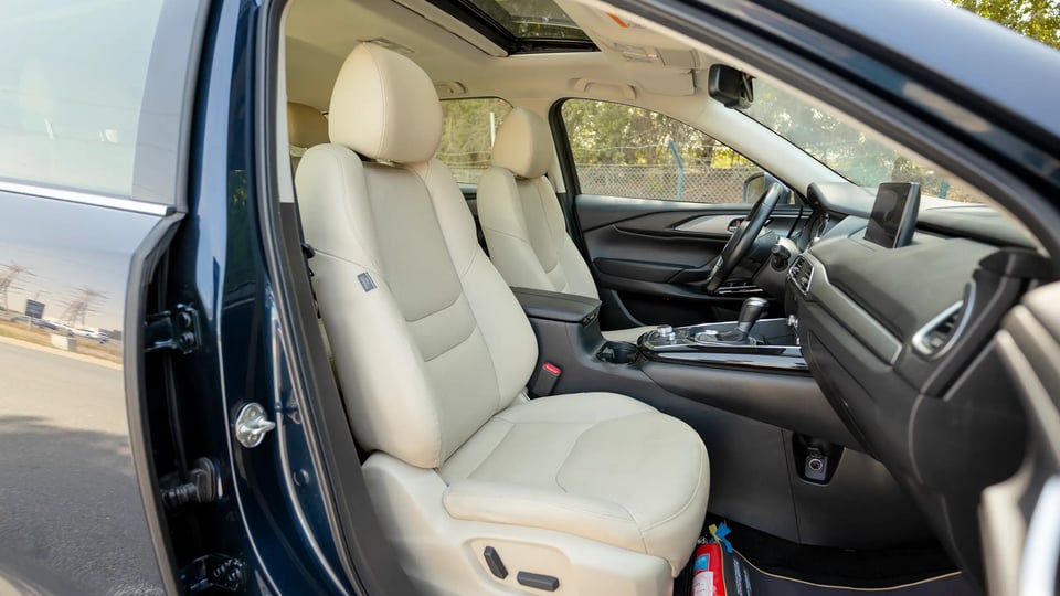 Used 2023 Mazda CX-9 GT in Blue – Front Passenger Side Cabin View for Sale at First Choice Cars Dubai Sharjah
