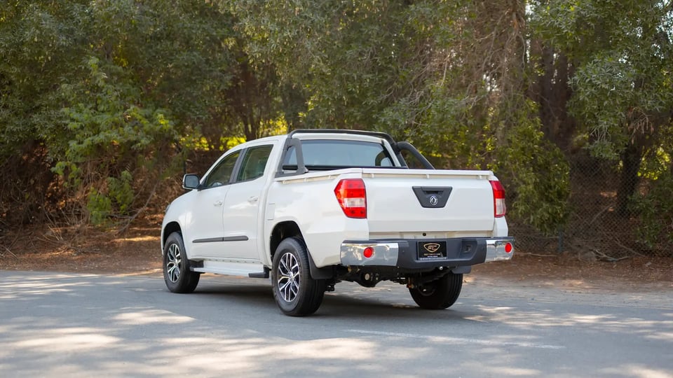Used 2024 Dongfeng Rich 6 Double Cabin in White – Left Back Diagonal (45°) View for Sale at First Choice Cars Dubai Sharjah