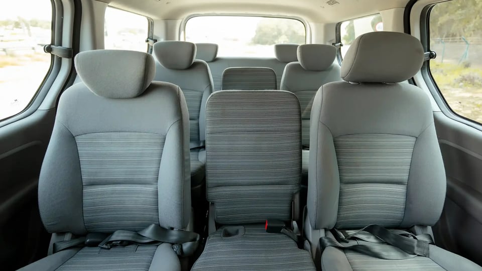Used 2021 Hyundai H1 12-Seater Wagon in White – Rear Seat View for Sale at First Choice Cars Dubai Sharjah