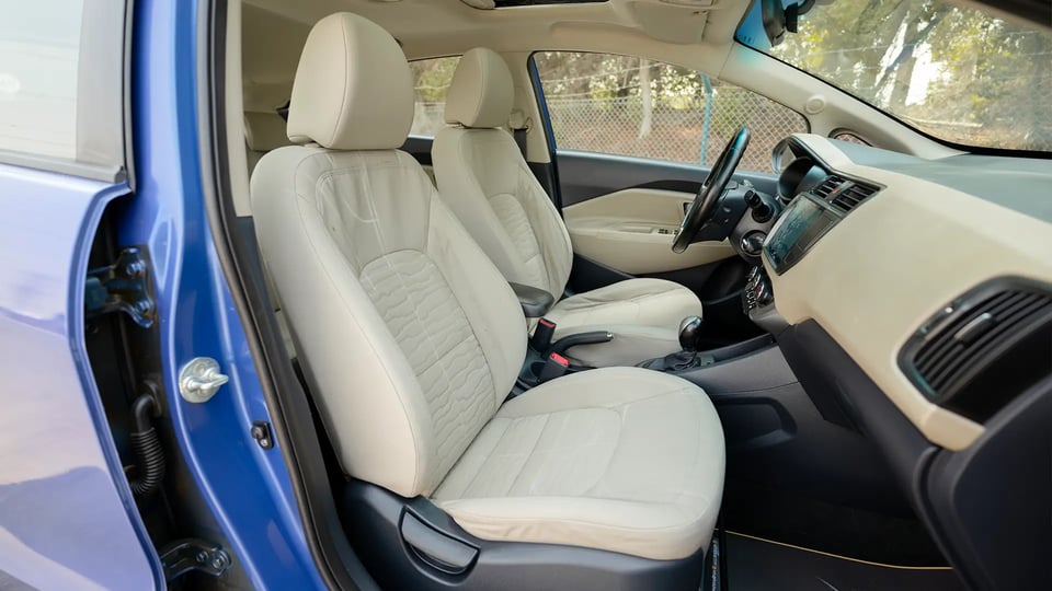 Used 2015 Kia Rio EX in Blue – Front Passenger Side Cabin View for Sale at First Choice Cars Dubai Sharjah