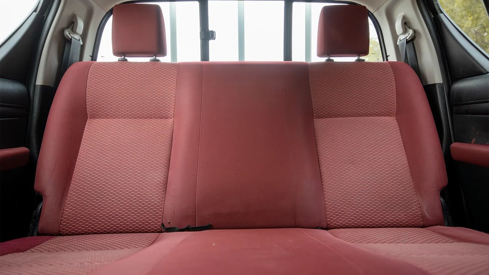 Used 2019 Toyota Hilux DLX Double Cabin in White – Rear Seat View for Sale at First Choice Cars Dubai Sharjah