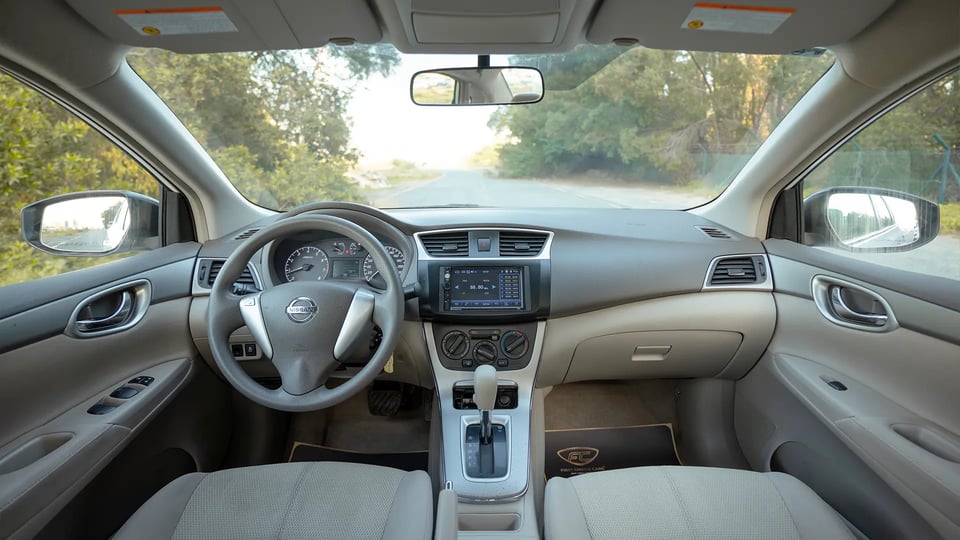 Used 2019 Nissan Sentra S in White – Front Cabin / Dashboard Full View for Sale at First Choice Cars Dubai Sharjah