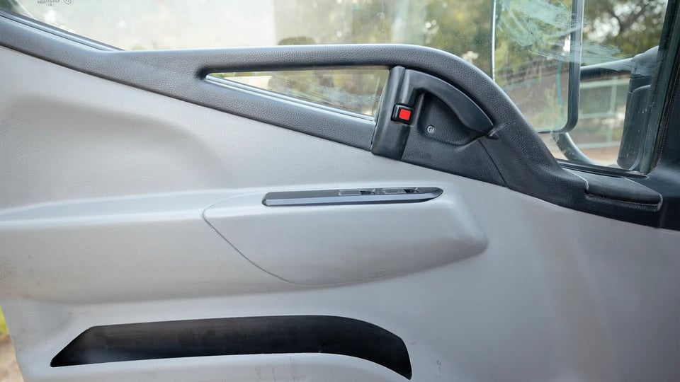 Used 2020 Mitsubishi Canter Chiller Box in White – Driver Door Panel Full View for Sale at First Choice Cars Dubai Sharjah