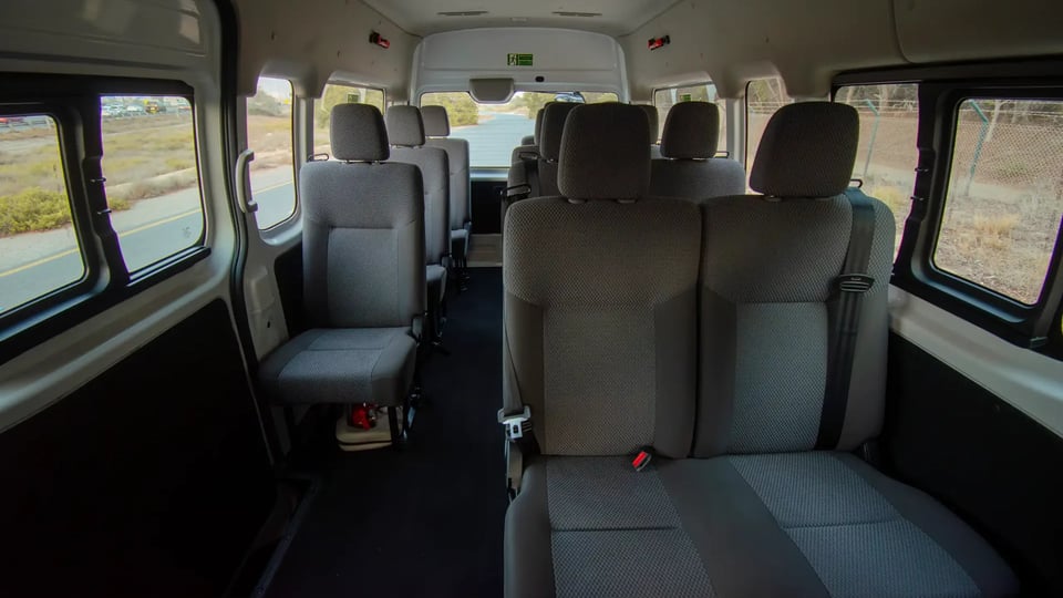 Used 2023 Nissan Urvan High Roof in White – Rear Seat View for Sale at First Choice Cars Dubai Sharjah