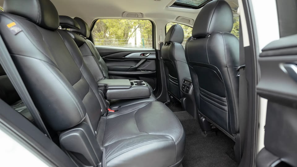 Used 2020 Mazda CX-9 GT in White – Rear Passenger Side Cabin View for Sale at First Choice Cars Dubai Sharjah