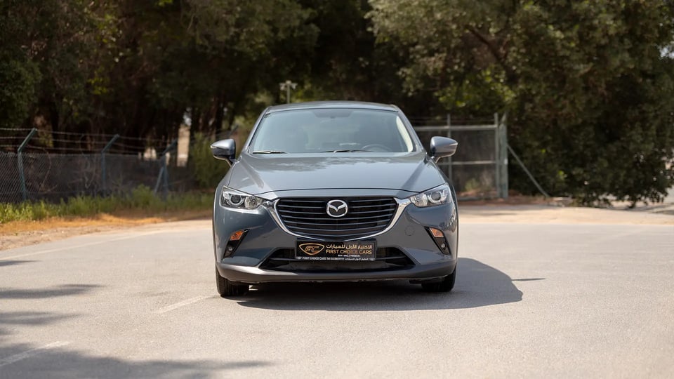 Used 2023 Mazda CX-3 GS in Grey – Front View for Sale at First Choice Cars Dubai Sharjah