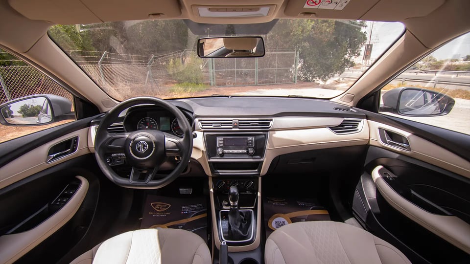 Used 2022 MG 5 Comfort in Silver – Front Cabin / Dashboard Full View for Sale at First Choice Cars Dubai Sharjah