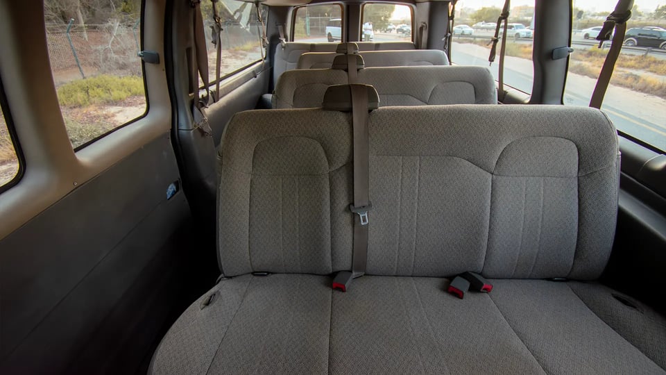 Used 2019 GMC Savana Passanger Van in Blue – Rear Seat View for Sale at First Choice Cars Dubai Sharjah