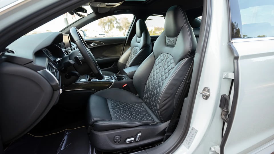 Used 2016 Audi S6 TFSI Quattro in White – Front Driver Side Cabin View for Sale at First Choice Cars Dubai Sharjah