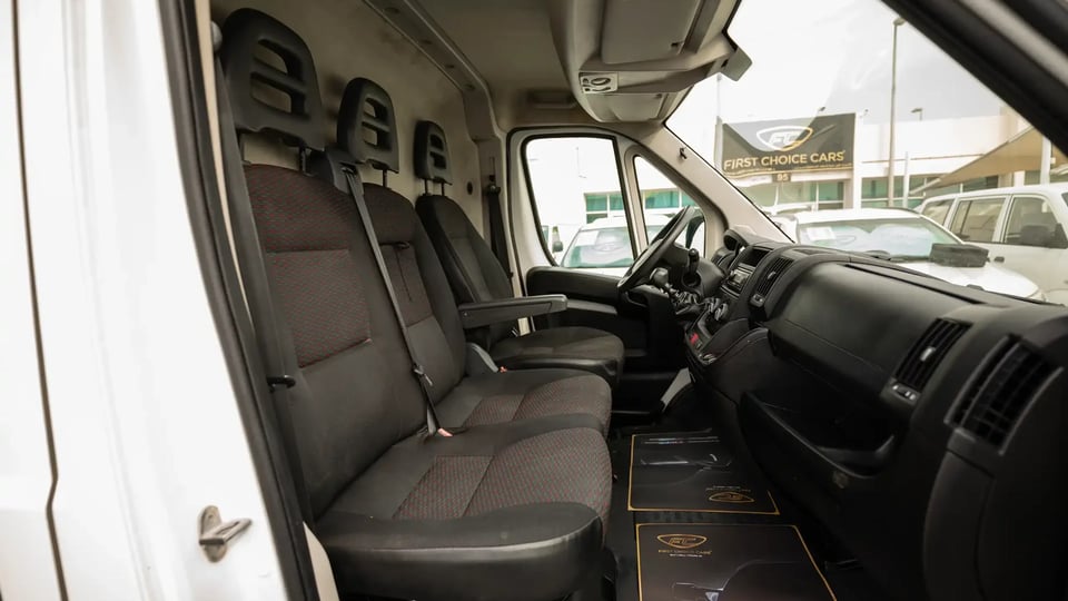Used 2022 Peugeot Boxer L2h2 in White – Front Passenger Side Cabin View for Sale at First Choice Cars Dubai Sharjah