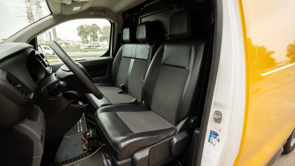 Used 2020 Peugeot Expert L3 in Yellow – Front Driver Side Cabin View for Sale at First Choice Cars Dubai Sharjah