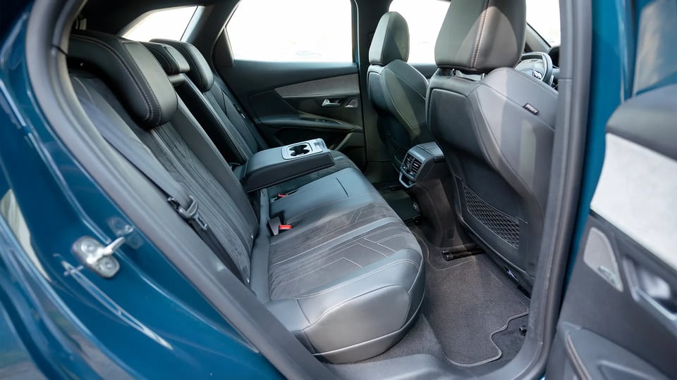 Used 2022 Peugeot 3008 Hybrid 4 GT in Blue – Rear Passenger Side Cabin View for Sale at First Choice Cars Dubai Sharjah