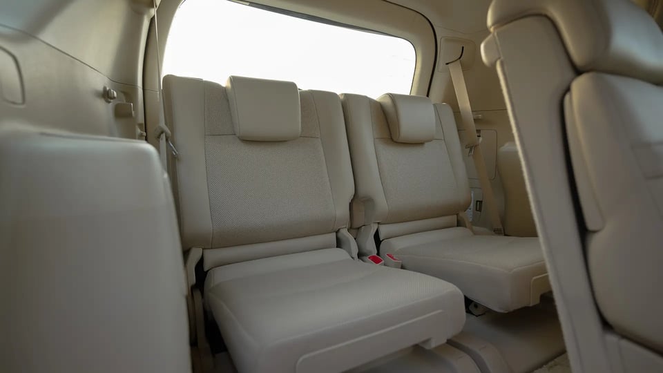 Used 2022 Toyota Prado VXR in White – Third Row Right Seat View for Sale at First Choice Cars Dubai Sharjah