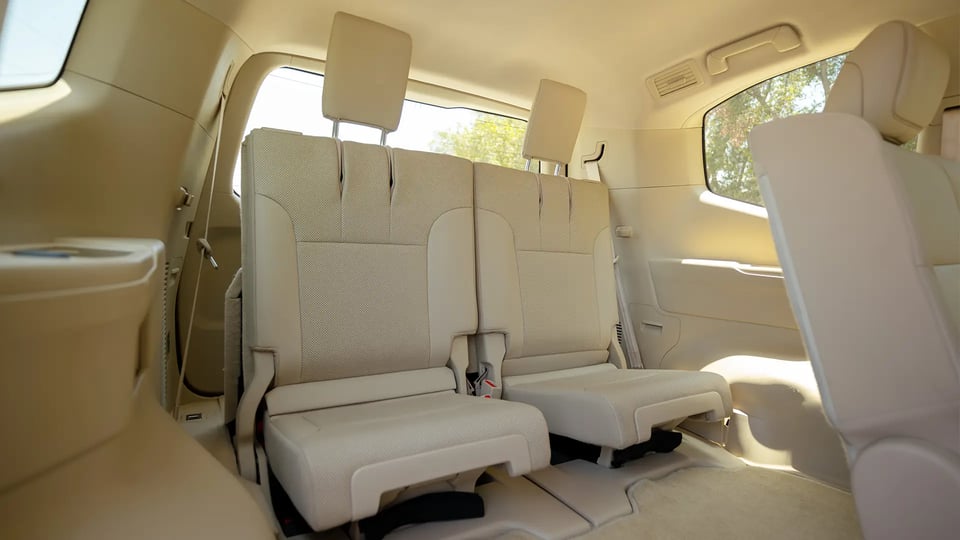 Used 2024 Toyota Land Cruiser GXR in White – Third Row Right Seat View for Sale at First Choice Cars Dubai Sharjah